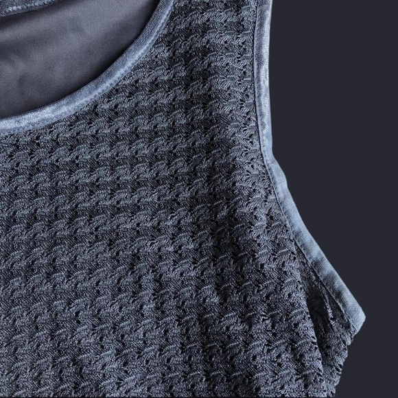 HARLOW | Vintage Shiny Gray Layered Crop Tank Top - Picture 3 of 5